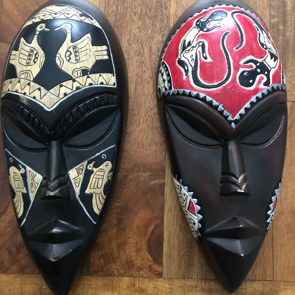 Wooden Wall Hanging Tiki Faces